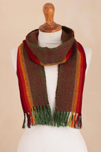 Load image into Gallery viewer, Woven 100% Alpaca Scarf from Peru - Tarma Fields | NOVICA
