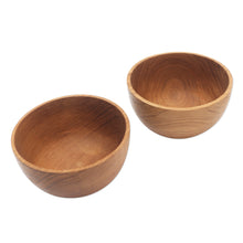 Load image into Gallery viewer, Hand Made Teak Wood Dinner Bowls from Bali (Pair) - Dinner Duo | NOVICA
