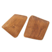 Load image into Gallery viewer, Hand Crafted Rectangular Teak Wood Sushi Plates (Pair) - Parallelogram Platter | NOVICA
