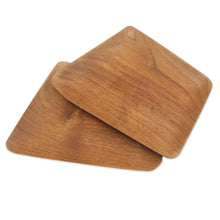 Load image into Gallery viewer, Hand Crafted Rectangular Teak Wood Sushi Plates (Pair) - Parallelogram Platter | NOVICA
