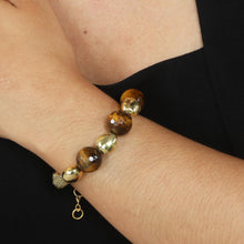 Load image into Gallery viewer, Hand Crafted Gold-Accented Tiger's Eye Beaded Bracelet - Interplanetary | NOVICA
