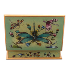 Load image into Gallery viewer, Andean Reverse-Painted Glass Dragonfly Box in Mint Green - Mint Green Dragonfly Days | NOVICA
