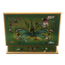 Load image into Gallery viewer, Andean Reverse-Painted Glass Dragonfly Box in Emerald Green - Emerald Green Dragonfly Days | NOVICA
