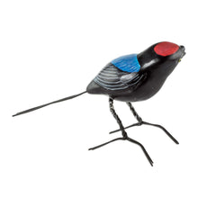 Load image into Gallery viewer, Colorful Hand Painted Bird Sculpture - Long-tailed Manakin | NOVICA
