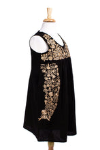 Load image into Gallery viewer, Hand Embroidered Beige &amp; Black Cotton Oaxaca Style Dress - Beige Oaxaca Blossoms | NOVICA
