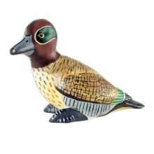 Load image into Gallery viewer, Hand-painted Ceramic Duck Patio Sculpture From Guatemala - Green-Winged Teal | NOVICA
