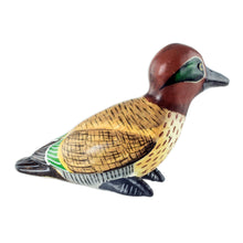 Load image into Gallery viewer, Hand-painted Ceramic Duck Patio Sculpture From Guatemala - Green-Winged Teal | NOVICA

