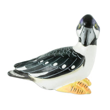 Load image into Gallery viewer, Guatemala Handcrafted Ceramic Bufflehead Duck Figurine - Barrow's Goldeneye Duck | NOVICA

