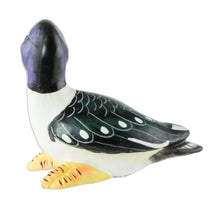 Load image into Gallery viewer, Guatemala Handcrafted Ceramic Bufflehead Duck Figurine - Barrow's Goldeneye Duck | NOVICA
