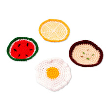 Load image into Gallery viewer, Food-Themed Crocheted Coasters (Set of 4) - Good Taste | NOVICA
