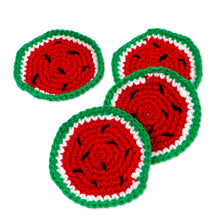 Load image into Gallery viewer, Artisan Crafted Watermelon Coasters (Set of 4) - Luscious Watermelon | NOVICA
