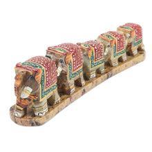 Load image into Gallery viewer, Hand Painted Soapstone Elephant Statuette - Single File | NOVICA
