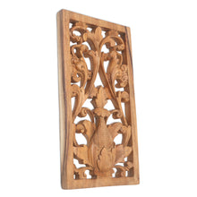 Load image into Gallery viewer, Hand Carved Suar Wood Relief Panel - Paisley Flower | NOVICA
