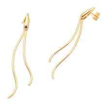 Load image into Gallery viewer, Hand Crafted Gold-Plated Brass Drop Earrings - New Rice | NOVICA

