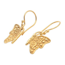 Load image into Gallery viewer, Hand Made Gold-Plated Butterfly Dangle Earrings - Butterfly Couple | NOVICA
