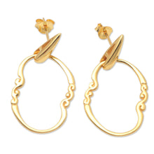 Load image into Gallery viewer, Gold-Plated Balinese Dangle Earrings - Mango Babies | NOVICA
