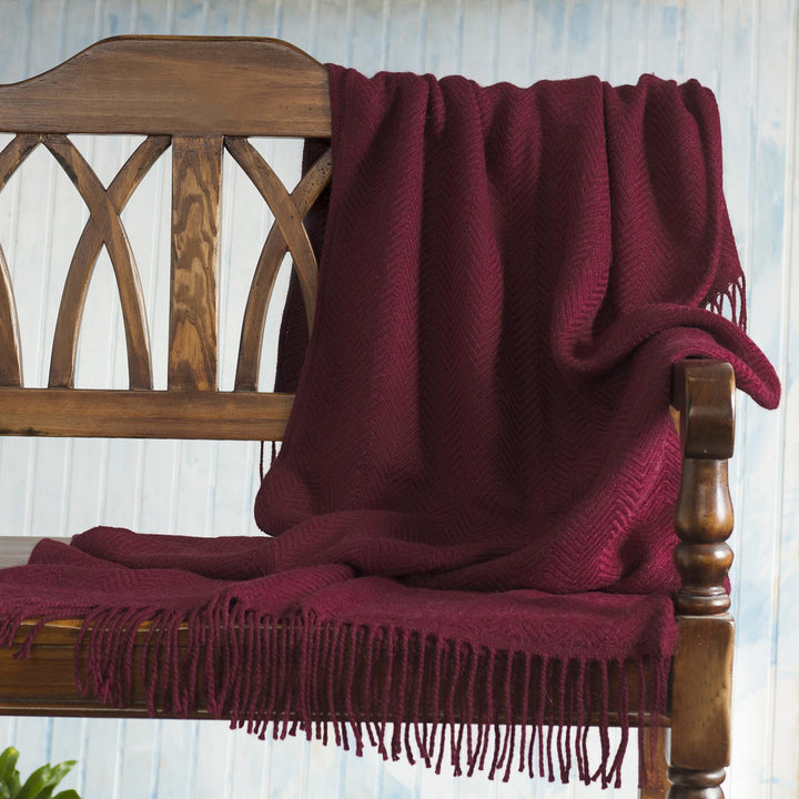 Chevron Pattern Wine Red Throw Blanket - Boomerang in Burgundy | NOVICA