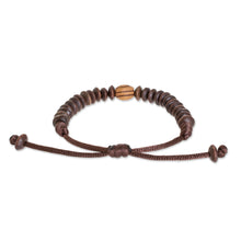 Load image into Gallery viewer, Brown Pinewood Bead Adjustable Bracelet from Guatemala - Natural Pine | NOVICA
