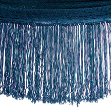 Load image into Gallery viewer, Fringed Navy Cotton Rope Hammock (Double) From Mexico - Yucatan Dreams | NOVICA
