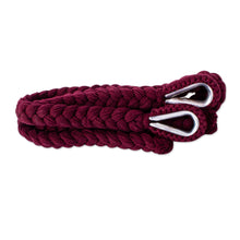 Load image into Gallery viewer, Tasseled Cotton Rope Mayan Hammock Swing in Wine from Mexico - Ocean Seat in Bordeaux | NOVICA
