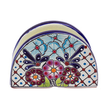 Load image into Gallery viewer, Majolica Ceramic Napkin Holder from Mexico - Traditional Flowers | NOVICA
