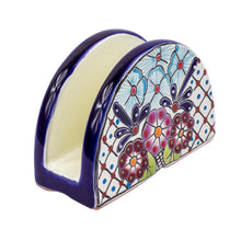 Load image into Gallery viewer, Majolica Ceramic Napkin Holder from Mexico - Traditional Flowers | NOVICA
