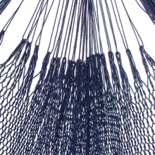 Load image into Gallery viewer, Fringed Navy Blue Cotton Hammock from Mexico (Triple) - Navy Blue Cascade | NOVICA
