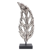 Load image into Gallery viewer, Handmade Albesia Wood Leaf Statuette - Lucky Leaves in White | NOVICA
