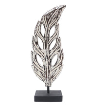 Load image into Gallery viewer, Handmade Albesia Wood Leaf Statuette - Lucky Leaves in White | NOVICA
