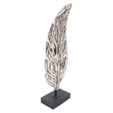Load image into Gallery viewer, Handmade Albesia Wood Leaf Statuette - Lucky Leaves in White | NOVICA
