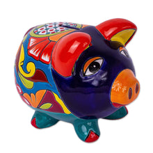 Load image into Gallery viewer, Talavera-Style Ceramic Decorative Accent - Wealthy Piggy | NOVICA
