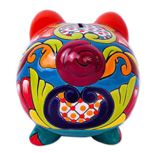 Load image into Gallery viewer, Talavera-Style Ceramic Decorative Accent - Wealthy Piggy | NOVICA
