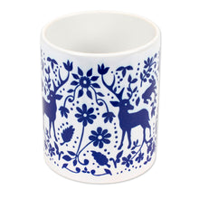 Load image into Gallery viewer, Artisan Crafted Otomi Blue Birds and Flowers Ceramic Mug - Blue Otomi  | NOVICA
