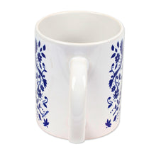 Load image into Gallery viewer, Artisan Crafted Otomi Blue Birds and Flowers Ceramic Mug - Blue Otomi  | NOVICA
