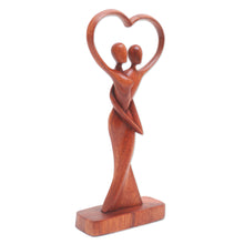 Load image into Gallery viewer, Hand Crafted Romantic Suar Wood Sculpture - Falling in Love | NOVICA
