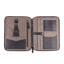 Load image into Gallery viewer, Handcrafted Navy Blue Leather Traveling Office Case - Ultimate Organization | NOVICA

