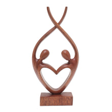 Load image into Gallery viewer, Hand Carved Suar Wood Romantic Sculpture - Balanced Love | NOVICA
