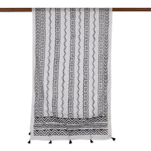Load image into Gallery viewer, Geometric Block-Printed Cotton Shawl - Creative Path | NOVICA
