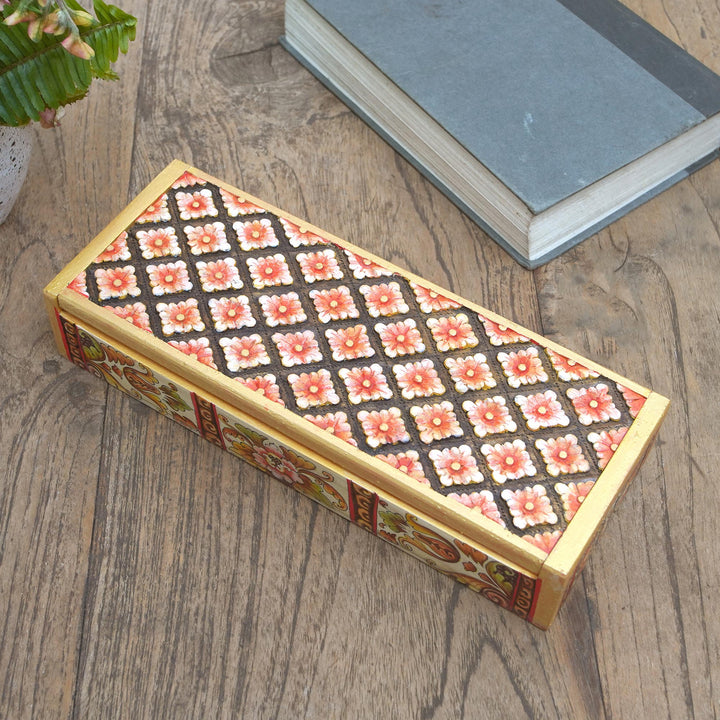 Hand-Painted Crocodile Wood Jewelry Box - Bedugul Gardens | NOVICA