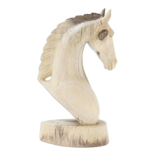 Load image into Gallery viewer, Handmade Hibiscus Wood Horse Head Statuette - Horse Guard | NOVICA
