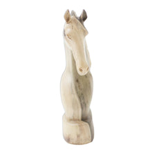 Load image into Gallery viewer, Handmade Hibiscus Wood Horse Head Statuette - Horse Guard | NOVICA
