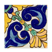 Load image into Gallery viewer, Handmade Talavera-Style Tiles (Set of 12) - Colorful Fans | NOVICA
