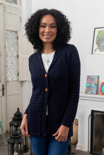 Load image into Gallery viewer, Navy Blue Alpaca Blend Button Down Cardigan Sweater - Textures in Blue | NOVICA
