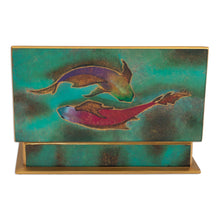 Load image into Gallery viewer, Hand Painted Glass and Wood Decorative Box - Ocean Harmony in Green | NOVICA
