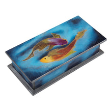 Load image into Gallery viewer, Artisan Crafted Wood and Glass Decorative Box - Ocean Harmony in Blue | NOVICA
