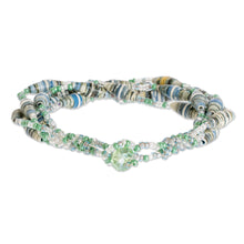 Load image into Gallery viewer, Beaded Bracelet with Recycled Paper - Bonds of Friendship in Mint | NOVICA
