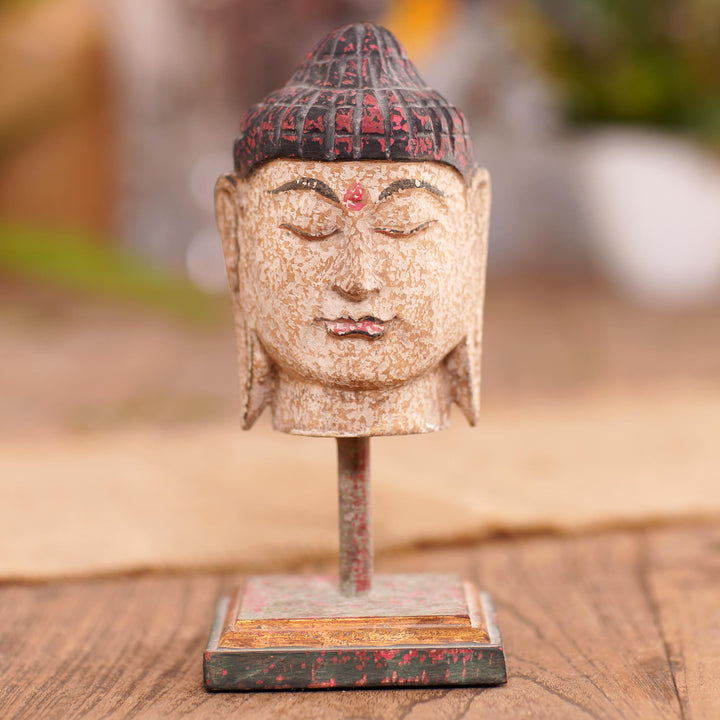 Hand Carved Buddha Head Statuette - Sacred Buddha | NOVICA