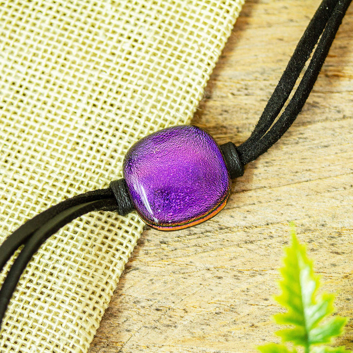 Handmade Fuchsia Glass Pendant Bracelet - Ethereal Fuchsia | NOVICA