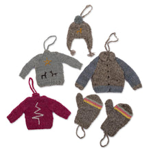 Load image into Gallery viewer, Wool Ornaments from Peru (Set of 6) - Winter Warmers | NOVICA
