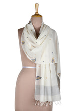Load image into Gallery viewer, Hand Made Cotton Muslin and Silk Shawl - Rustic Touch | NOVICA
